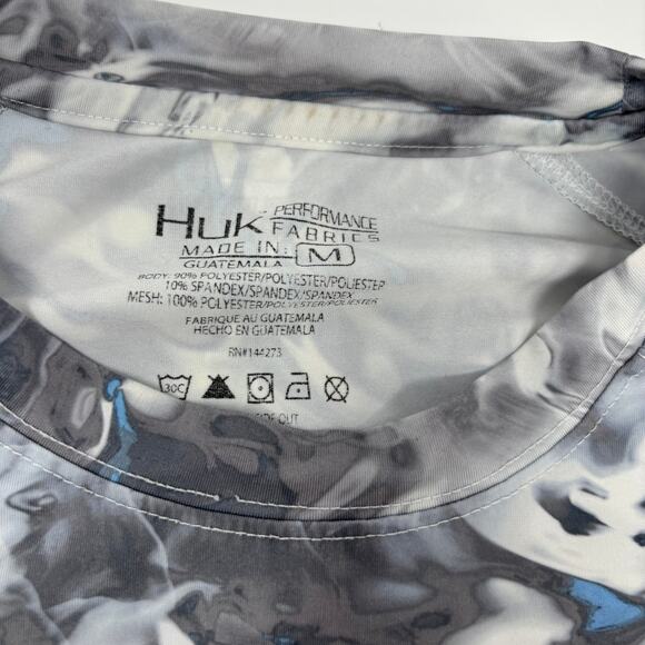 Huk Performance Fishing Mens Medium Gray Blue Vented Hydro Long Sleeve Shirt - Picture 2 of 6